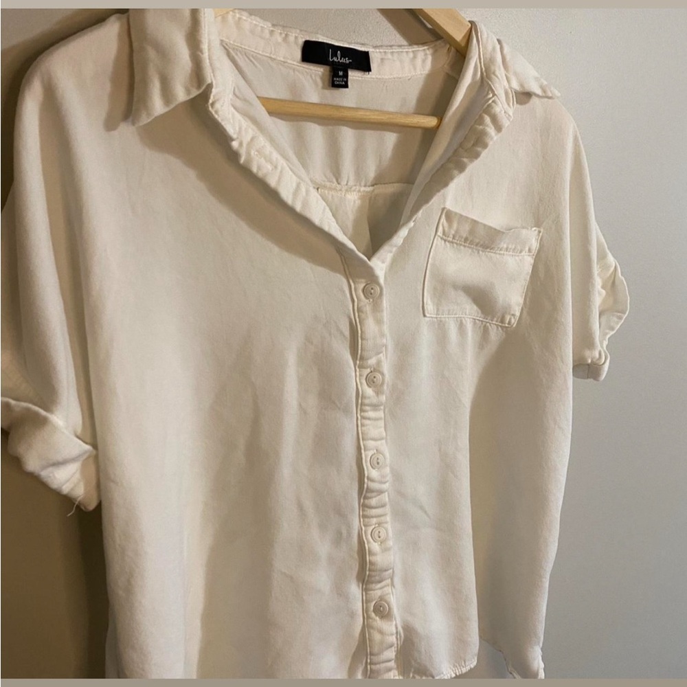 Lulu's Cream Button Down Shirt